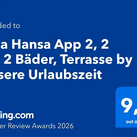Apartment Hansa App 2, 2 Sz, 2 Bäder, Terrasse By Unsere Urlaubszeit *